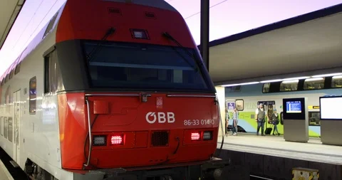 Modern train ready for departure at the Westbahnhoff train station Stock Footage 120827730