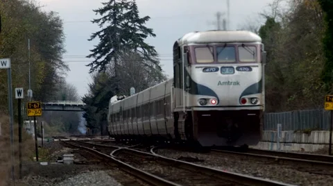 Modern train rides on rails Stock-Footage 43800807
