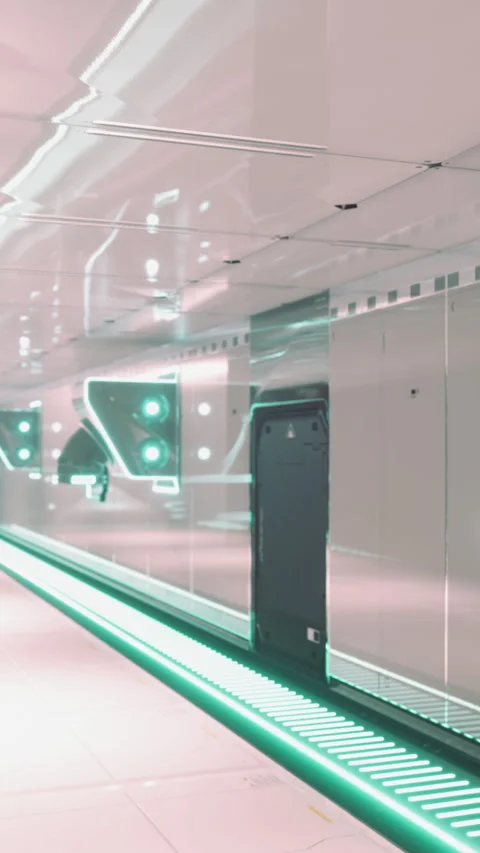 Modern train station located in a futuristic urban environment Stock Footage 340271296