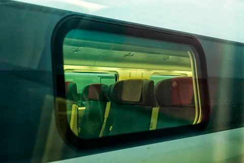Modern train at the station. Foto stock
