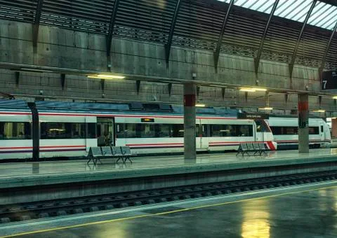 Modern train at the station. Stock Photos