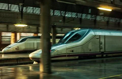 Modern train at the station. Stock Photos