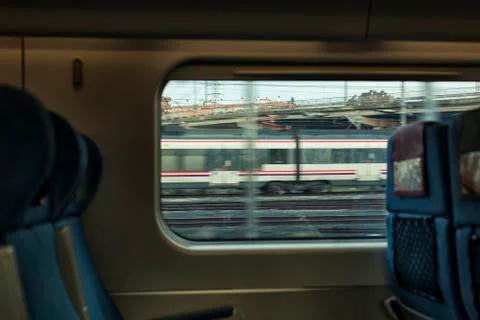 Modern train at the station. Stock Photos