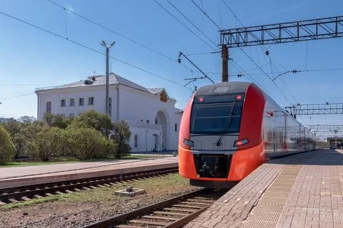 Modern Train at Station Stock Photos