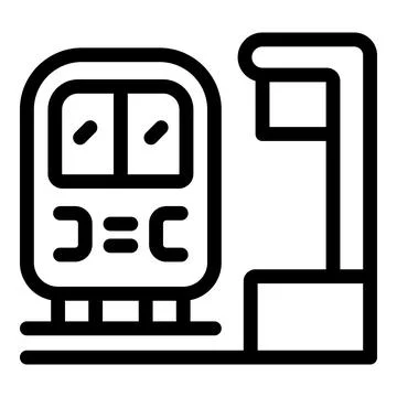 Modern train stopping at station platform icon Stock Illustration