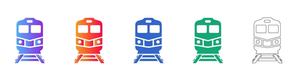 Modern Train on Tracks Icon Set Global Transportation and Travel Symbol 스톡 일러스트