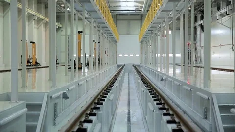 A modern trainwash. Dolly shot. FULL HD Video stock 82589818