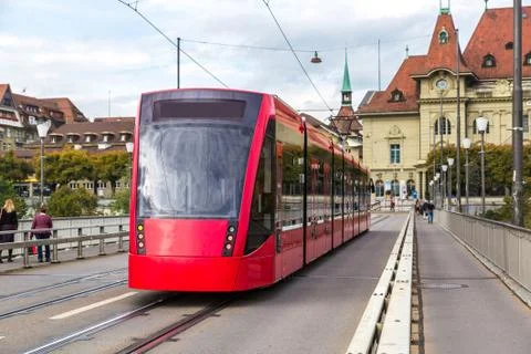 Modern tram in Bern Stock Photos