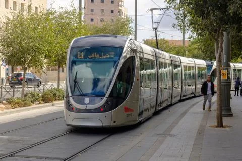 Modern tram in Jerusalem Stock Photos