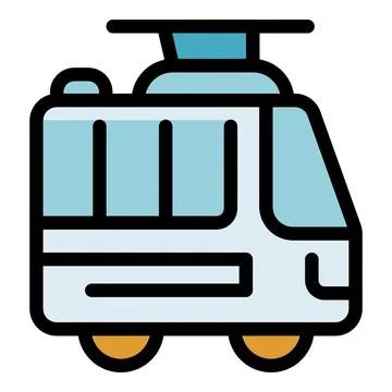 Modern tram moving through city streets, public transportation icon Stock Illustration