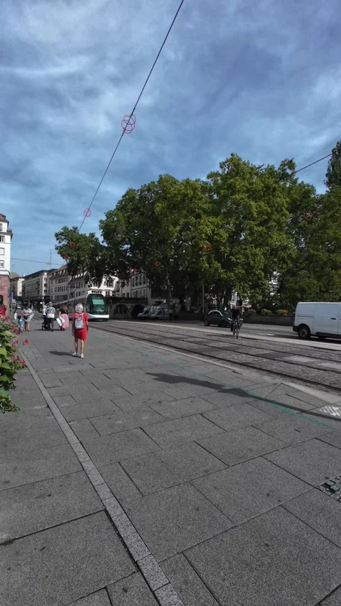 Modern Tram Moving Through the Streets of Strasbourg Stock Footage 344060588