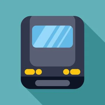 Modern tram or train front view with large window and headlights Stock Illustration