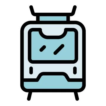 Modern tram or train front view, public transportation icon Stock Illustration