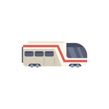 Modern tram or train public transportation side view flat design icon Illustrazione stock