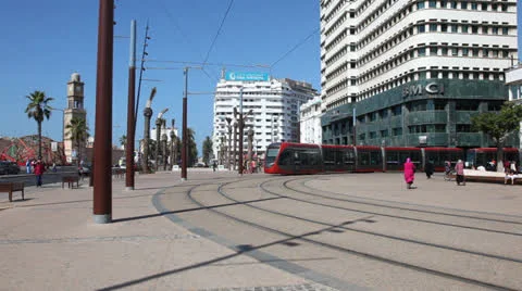 Modern tramway in Casablanca Stock Footage 25793854