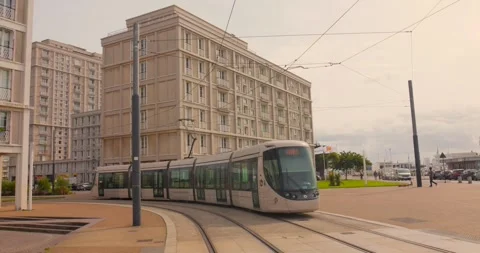 Modern Tramway In Downtown Le Havre France Stock Footage 336721919