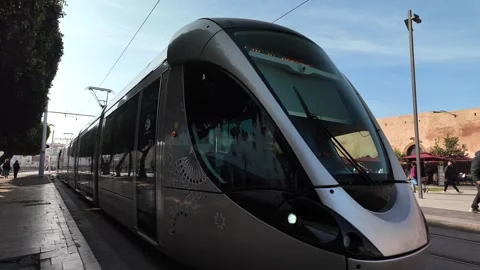 Modern Tramway Passing Through Downtown Rabat, Morocco November 13, 2025 Stock Footage 324895547