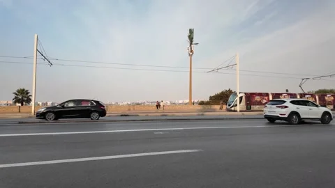 Modern Tramway Passing Through Downtown Rabat, Morocco November 13, 2025 Stock-Footage 324897299