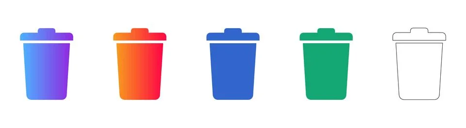 Modern Trash Can Icon Set for UI Stock Illustration