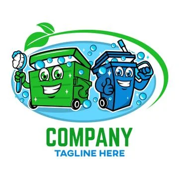 Modern Trash can logo. Vector illustration. Stock Illustration