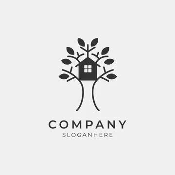 Modern tree house logo Stock Illustration