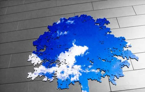 Modern tree of life representation using the sky in a mirror Stock-Illustration