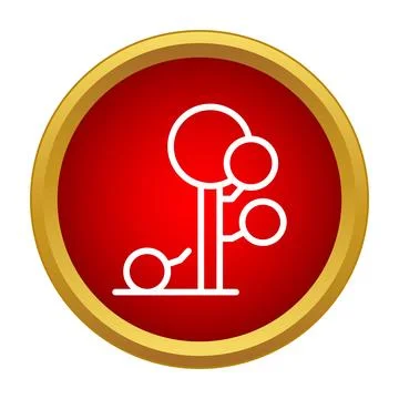 Modern tree outline icon on red button 스톡 일러스트