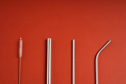 The modern trend caring for the environment. Self kit of reusable dark metal  Stock Photos