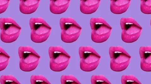 Modern trendy background with open mouth or lips on a black background. motion Stock Footage 239610658