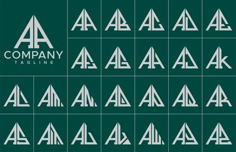 Modern triangle letter A logo design template set. Simple line A initial logo. Stock Illustration