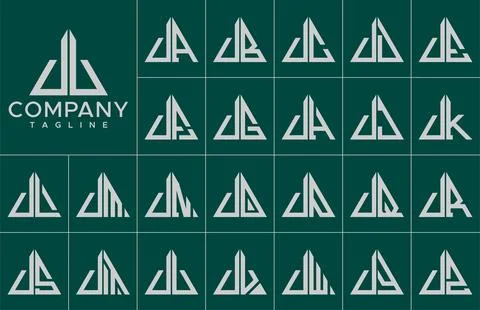 Modern triangle letter U logo design template set. Simple line U initial logo. Stock Illustration