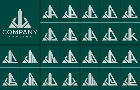 Modern triangle letter V logo design template set. Simple line V initial logo. Illustrazione stock
