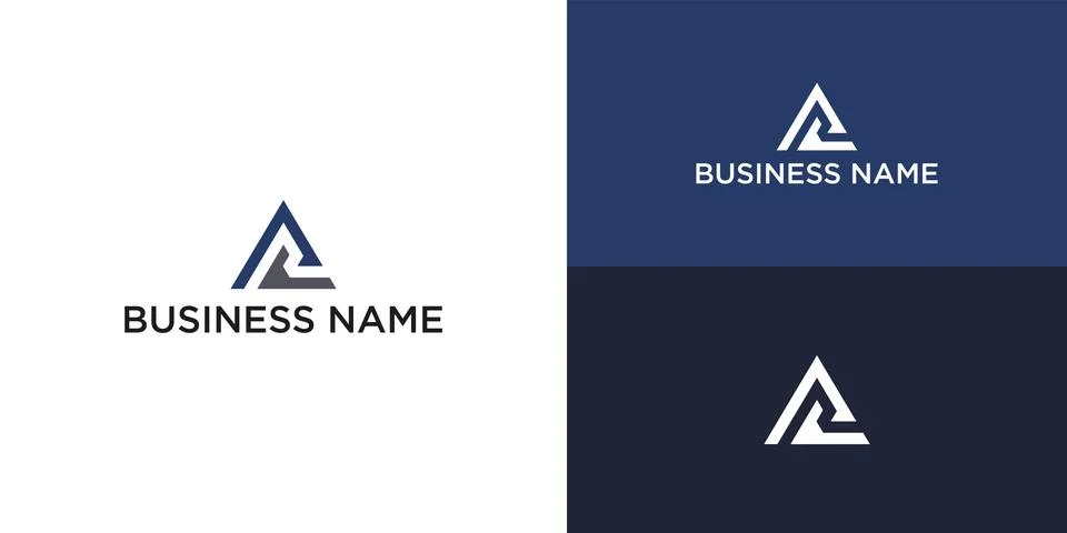 Modern Triangle Logo Design and initial R Stock Illustration