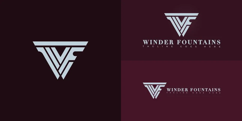 Modern triangle vector initial letter WF or FW logo in white color Stock Illustration