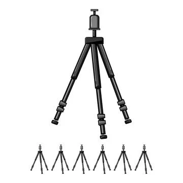Modern tripod camera cartoon vector graphic Stock Illustration