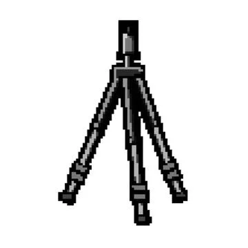 Modern tripod camera pixel art vector illustration Stock Illustration