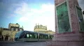 Modern trolley car arriving at square Place de la Victorie in Bordeaux, France HD Footage