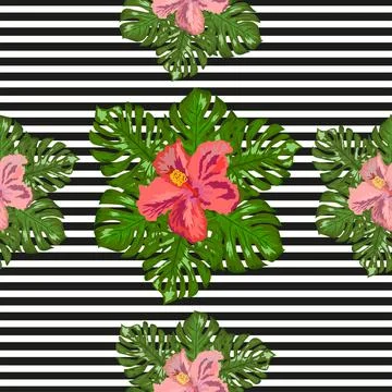 Modern tropical flower pattern, great design for any purposes Stock Illustration