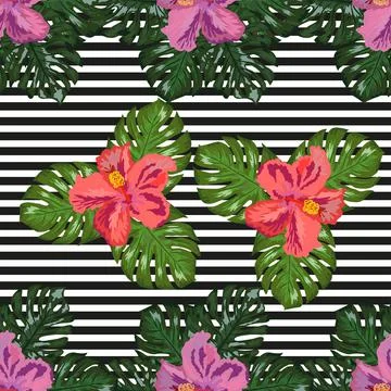 Modern tropical flower pattern, great design for any purposes Ilustração Stock
