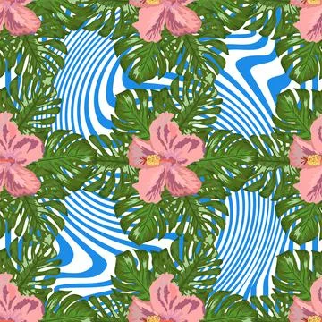 Modern tropical flower pattern, great design for any purposes Ilustração Stock