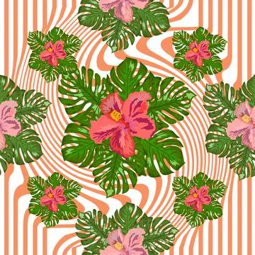 Modern tropical flower pattern, great design for any purposes Illustration