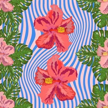Modern tropical flower pattern, great design for any purposes Illustration