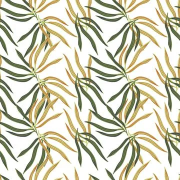 Modern tropical leaves semless pattern. Summer tropic leaf. Exotic hawaiian w Stock Illustration