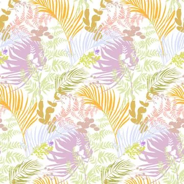 Modern tropical pattern with monstera bushes in practical unisex shades in beige Illustrazione stock