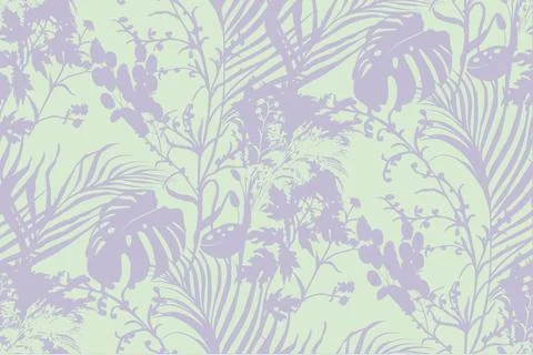 Modern tropical pattern with monstera bushes in practical unisex shades Illustrazione stock