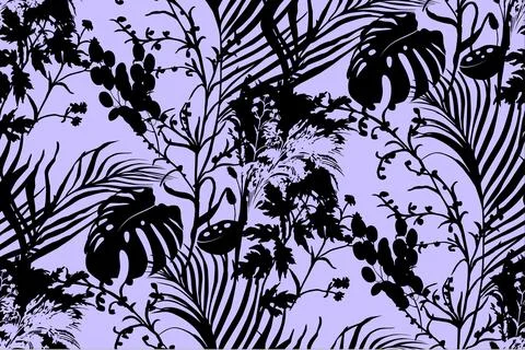 Modern tropical pattern with monstera bushes in practical unisex shades Stock Illustration