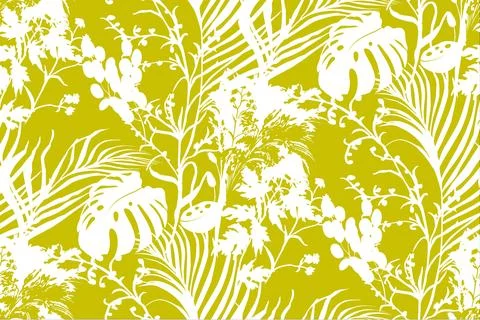 Modern tropical pattern with monstera bushes in practical unisex shades Stock Illustration