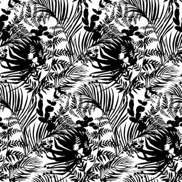Modern tropical pattern with monstera bushes in practical unisex shades Stock Illustration