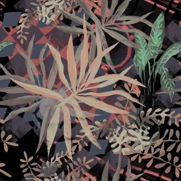 Modern tropical seamless pattern. Ideal texture for fashion fabric. Illustrazione stock