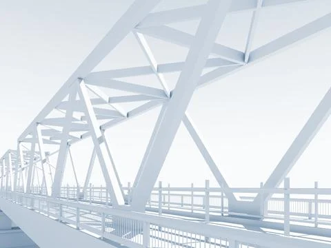 Modern truss bridge 3d model, perspective Ilustración de archivo